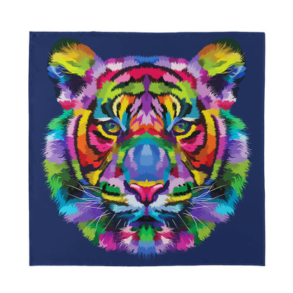 Colorful Tiger Portrait Print Silk Bandana