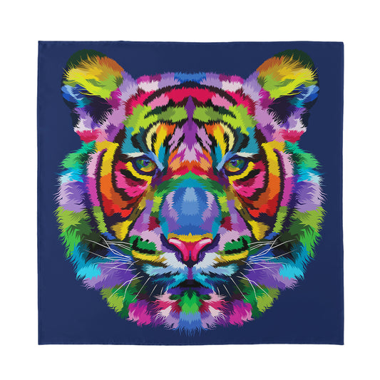 Colorful Tiger Portrait Print Silk Bandana