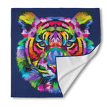 Colorful Tiger Portrait Print Silk Bandana