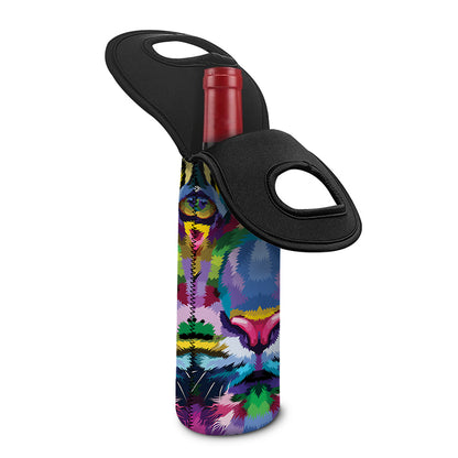 Colorful Tiger Portrait Print Single Neoprene Wine Tote
