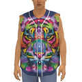 Colorful Tiger Portrait Print Sleeveless Baseball Jersey