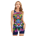 Colorful Tiger Portrait Print Sleeveless One Piece Swimsuit