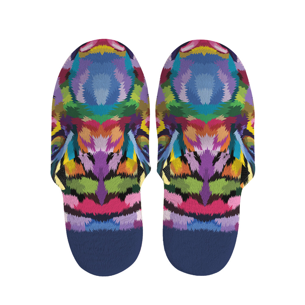 Colorful Tiger Portrait Print Slippers
