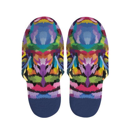 Colorful Tiger Portrait Print Slippers