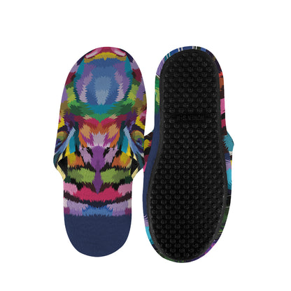 Colorful Tiger Portrait Print Slippers