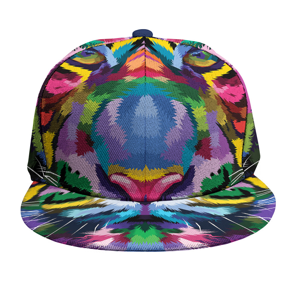 Colorful Tiger Portrait Print Snapback Cap