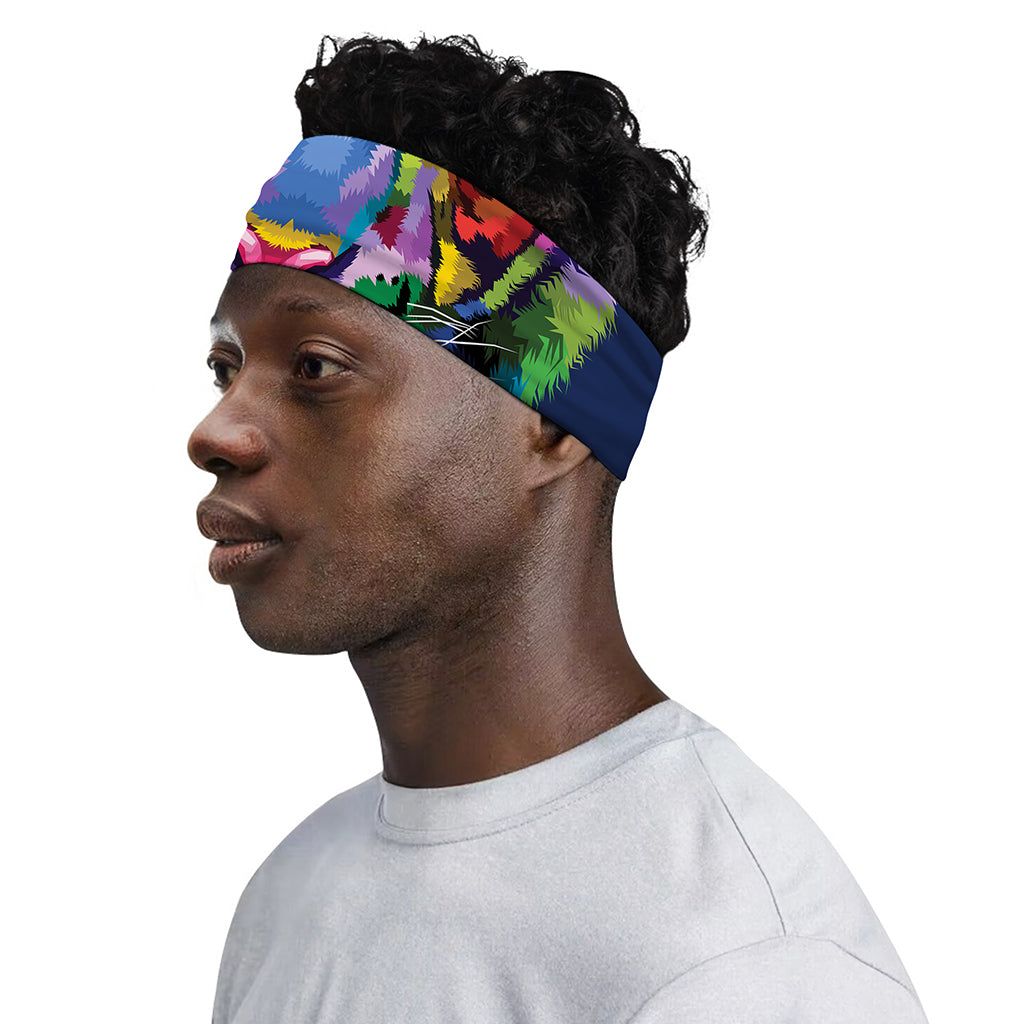 Colorful Tiger Portrait Print Sports Headband