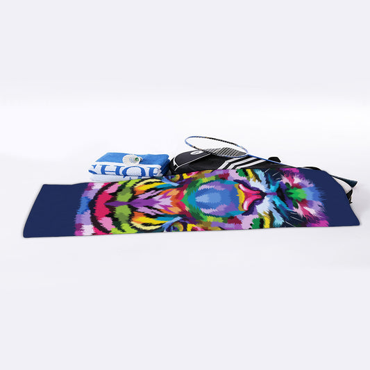 Colorful Tiger Portrait Print Sports Towel