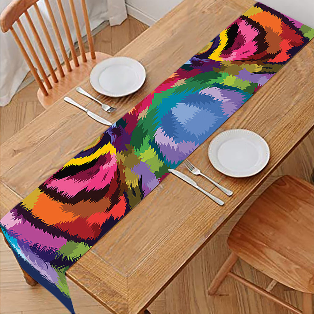 Colorful Tiger Portrait Print Table Runner