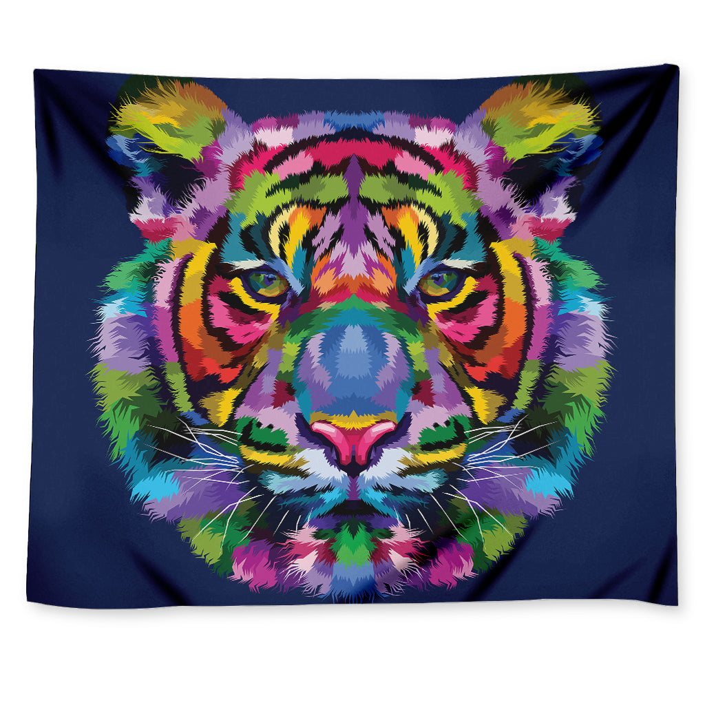 Colorful Tiger Portrait Print Tapestry