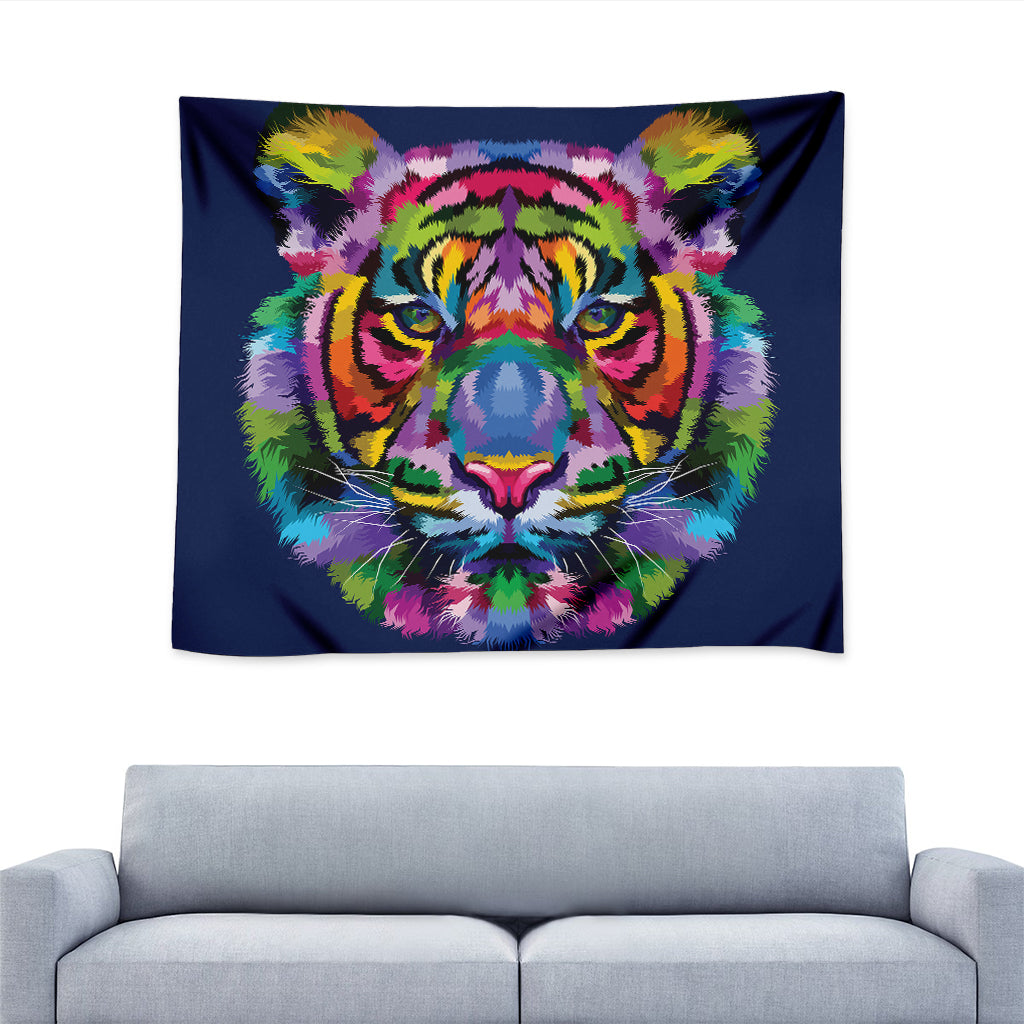 Colorful Tiger Portrait Print Tapestry