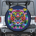 Colorful Tiger Portrait Print Tire Cover With Camera Hole
