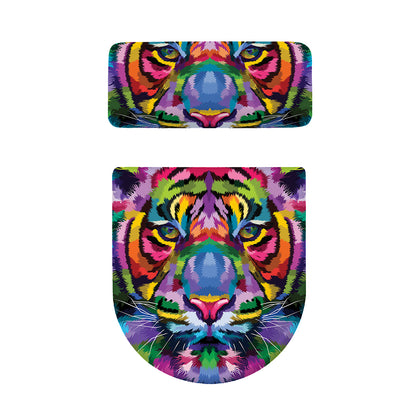 Colorful Tiger Portrait Print Toilet Lid And Tank Cover Set
