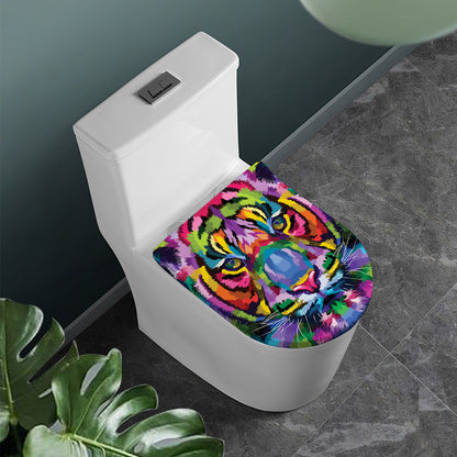 Colorful Tiger Portrait Print Toilet Lid Cover