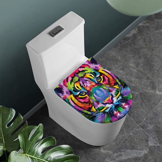 Colorful Tiger Portrait Print Toilet Lid Cover