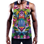 Colorful Tiger Portrait Print Training Tank Top