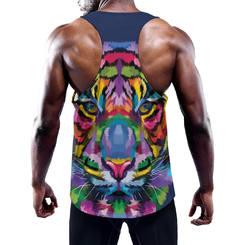 Colorful Tiger Portrait Print Training Tank Top
