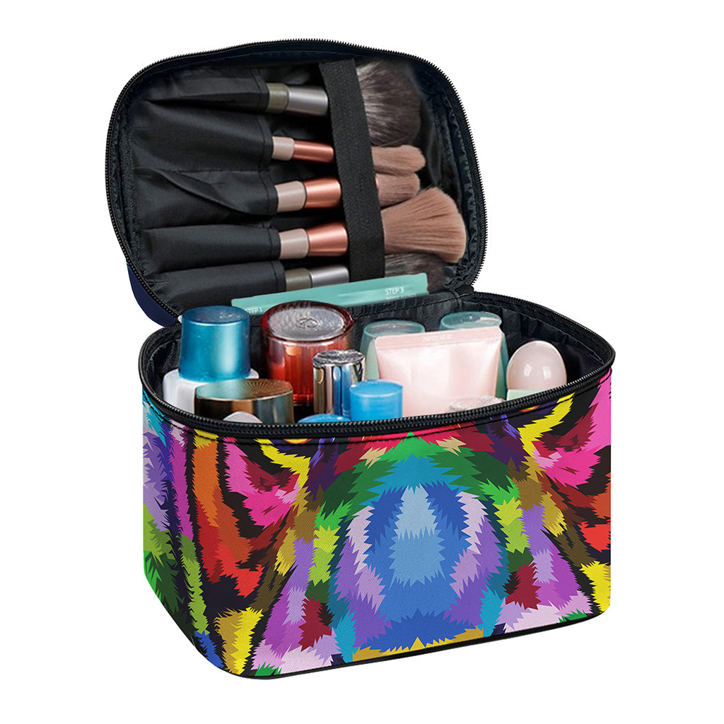 Colorful Tiger Portrait Print Travel Makeup Bag