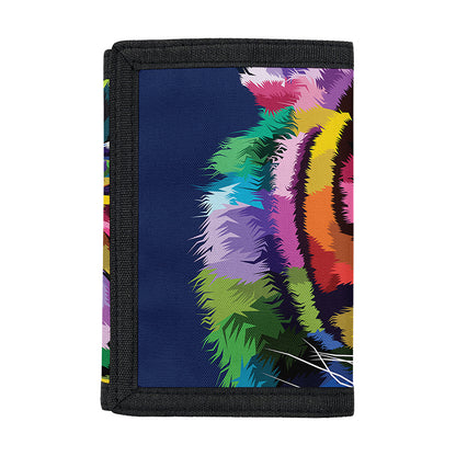 Colorful Tiger Portrait Print Trifold Wallet