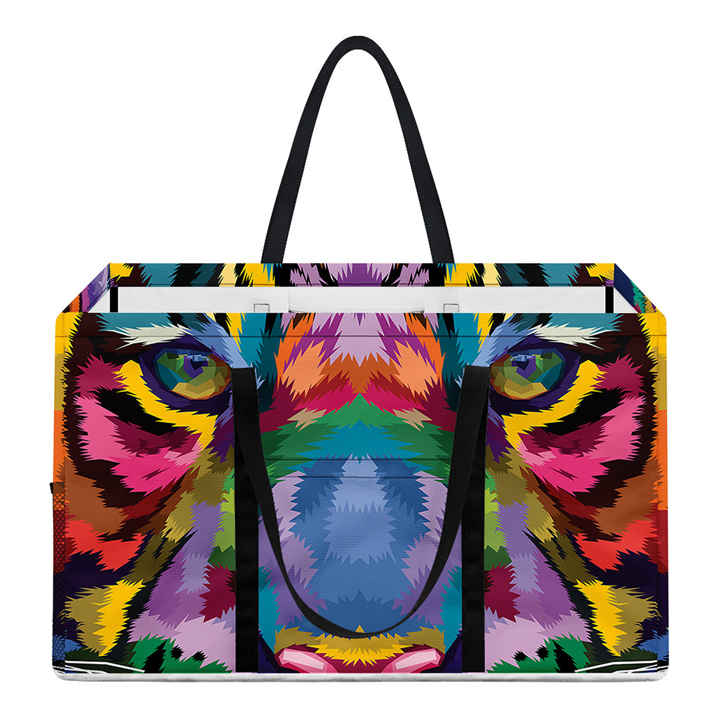 Colorful Tiger Portrait Print Utility Tote Bag