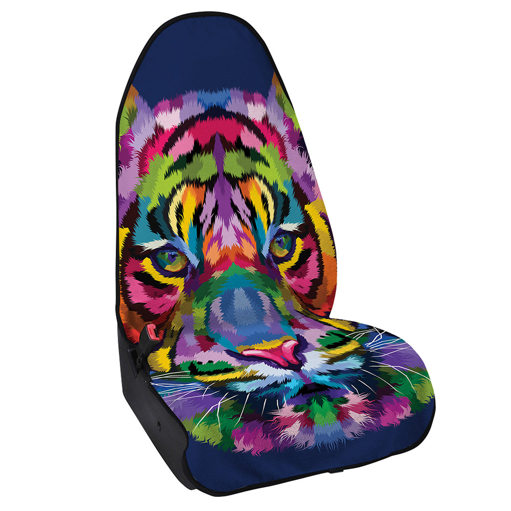 Colorful Tiger Portrait Print Waterproof Car Seat Cover
