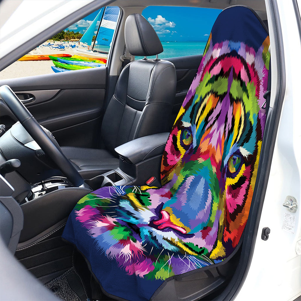 Colorful Tiger Portrait Print Waterproof Car Seat Cover