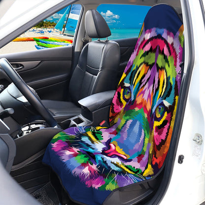 Colorful Tiger Portrait Print Waterproof Car Seat Cover