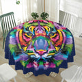 Colorful Tiger Portrait Print Waterproof Round Tablecloth