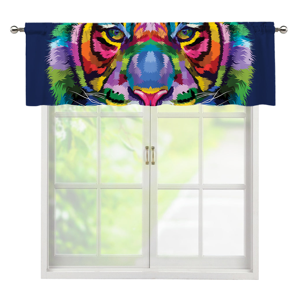 Colorful Tiger Portrait Print Window Valance
