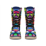 Colorful Tiger Portrait Print Winter Boots