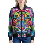 Colorful Tiger Portrait Print Women's Bomber Jacket