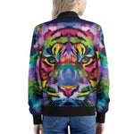 Colorful Tiger Portrait Print Women's Bomber Jacket