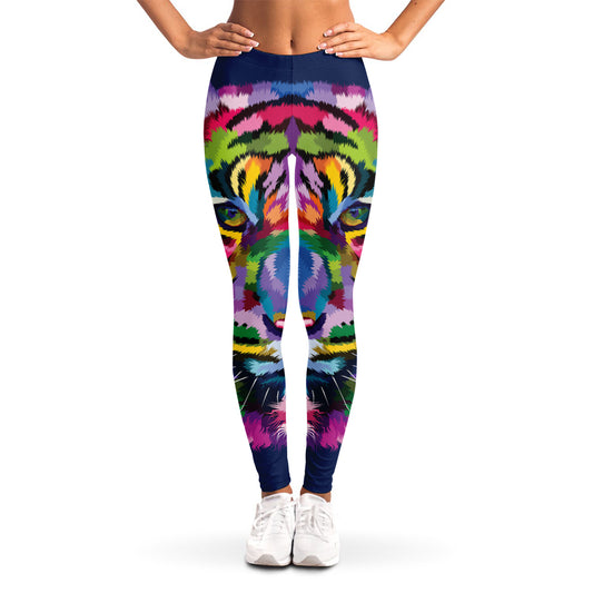 Colorful Tiger Portrait Print Women's Leggings