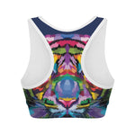Colorful Tiger Portrait Print Women's Sports Bra
