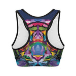 Colorful Tiger Portrait Print Women's Sports Bra