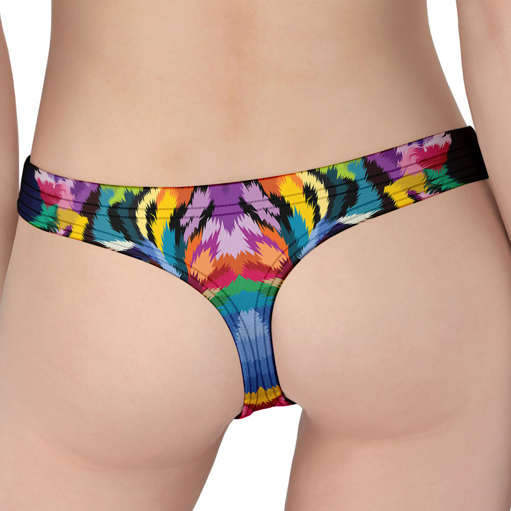 Colorful Tiger Portrait Print Women's Thong