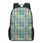 Colorful Tiki Pattern Print 17 Inch Backpack