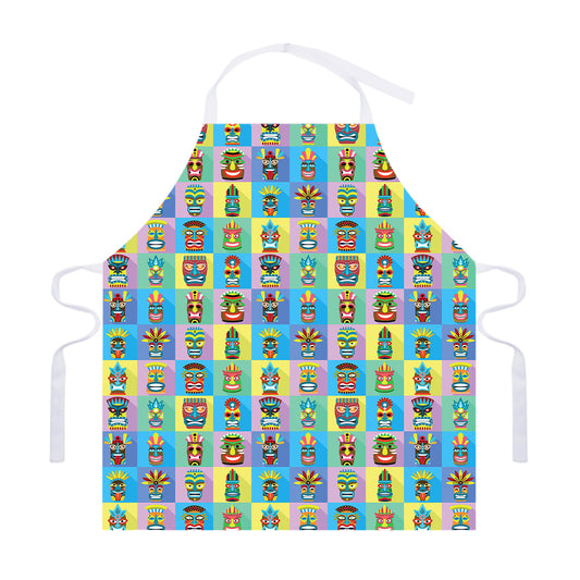 Colorful Tiki Pattern Print Adjustable Apron