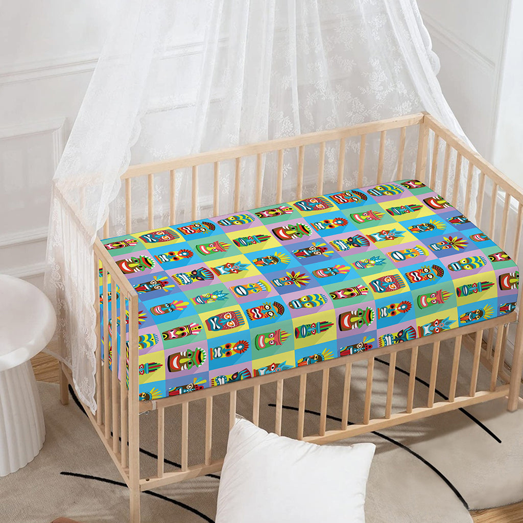 Colorful Tiki Pattern Print Baby Crib Sheet