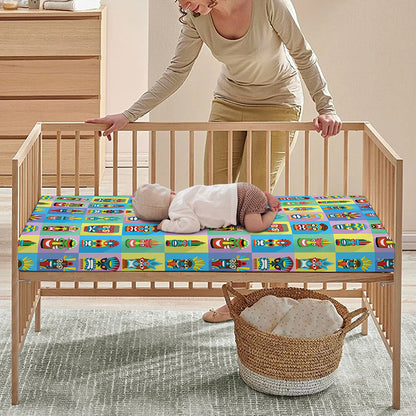 Colorful Tiki Pattern Print Baby Crib Sheet
