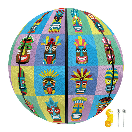 Colorful Tiki Pattern Print Basketball