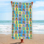 Colorful Tiki Pattern Print Beach Towel