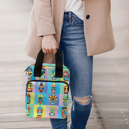 Colorful Tiki Pattern Print Bible Tote Bag