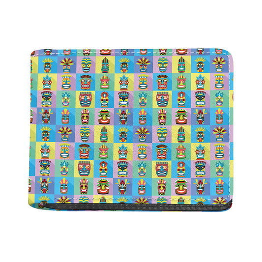 Colorful Tiki Pattern Print Bifold Wallet