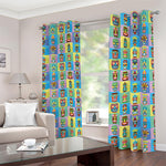 Colorful Tiki Pattern Print Blackout Grommet Curtains