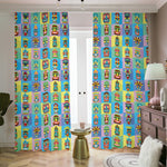 Colorful Tiki Pattern Print Blackout Pencil Pleat Curtains