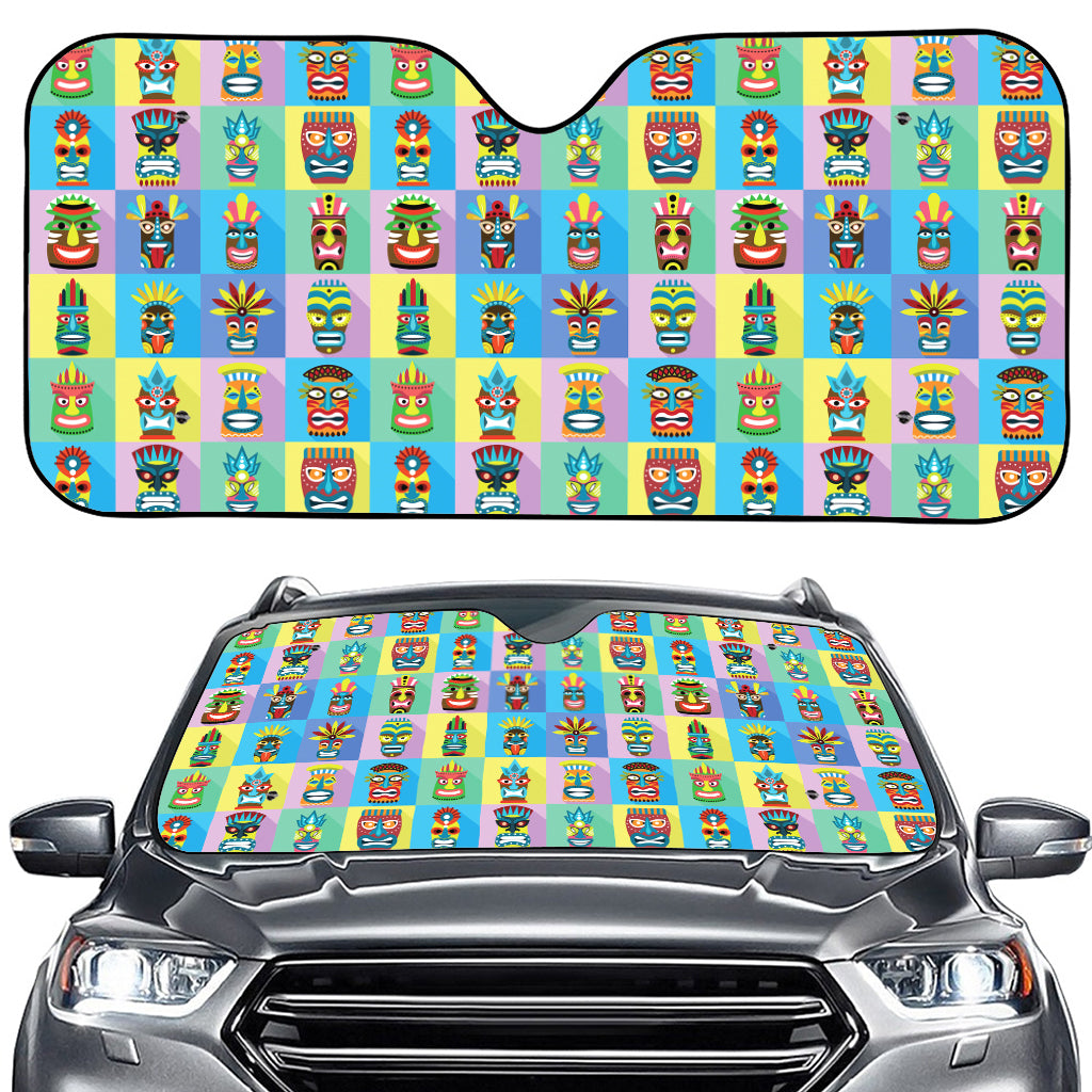 Colorful Tiki Pattern Print Car Windshield Sun Shade