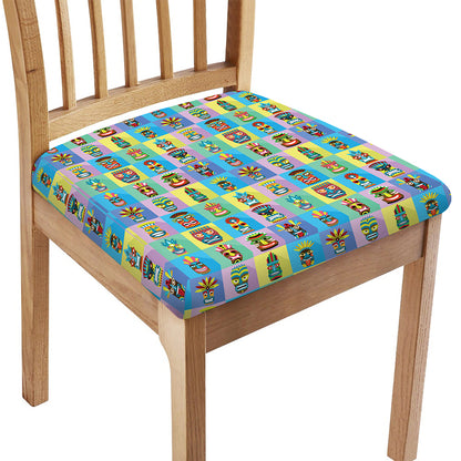 Colorful Tiki Pattern Print Chair Cushion Cover