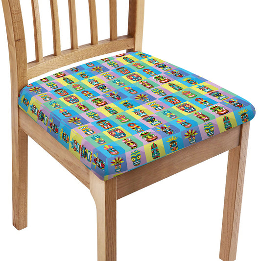 Colorful Tiki Pattern Print Chair Cushion Cover