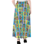 Colorful Tiki Pattern Print Chiffon Maxi Skirt